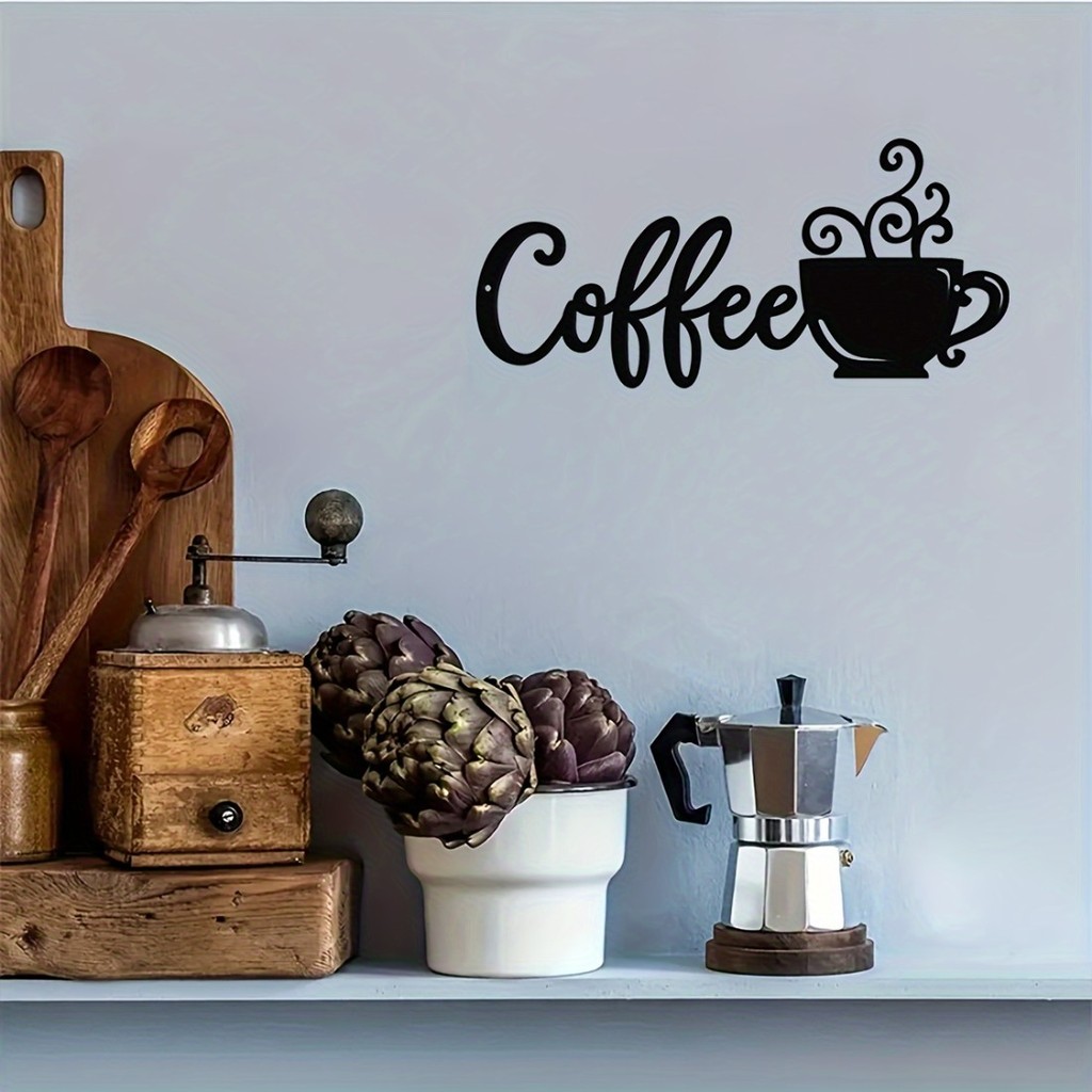 CIFbuy Coffee Metal Wall Art - Mug Sign for Coffee Bar Decor - Nhãn dán sắt Silhouette