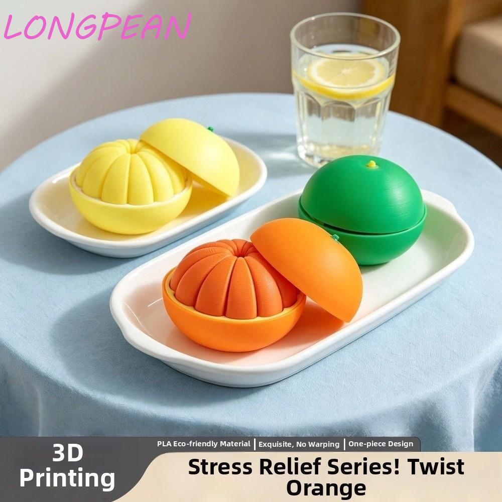 LONGPEAN 3D In Cam, Bóng Biến Dạng Cam Vàng Xanh Cam Đồ Chơi Giải Nén, Thủ Công Cam Nhân Tạo Mô Hình
