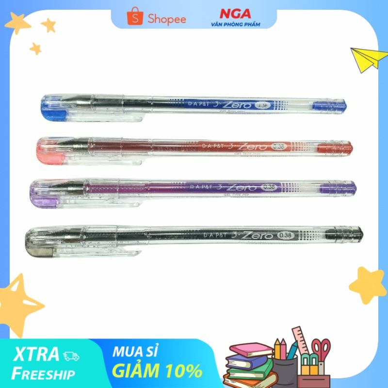 [MUA SỈ GIẢM 10%] Bút, Viết mực Gel D-A 3-Zero, nét 0.5mm (Xanh, Đỏ, Tím, Đen) (1 cây)