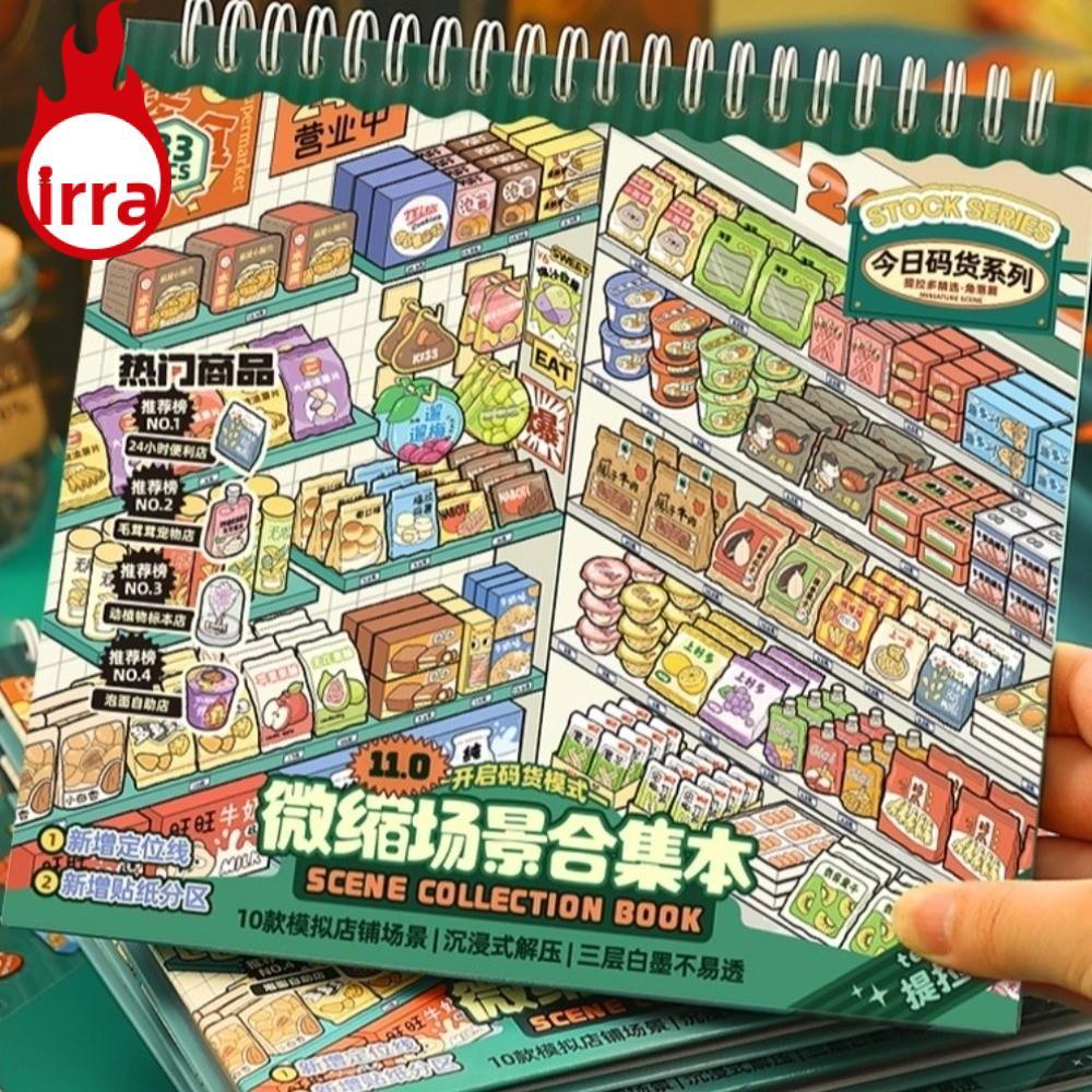 Nhãn dán phong cảnh Mini IRRA, PET 10 cảnh 33 tờ Nhãn dán cảnh thu nhỏ, 11.0 Store Series Die-cut Sh