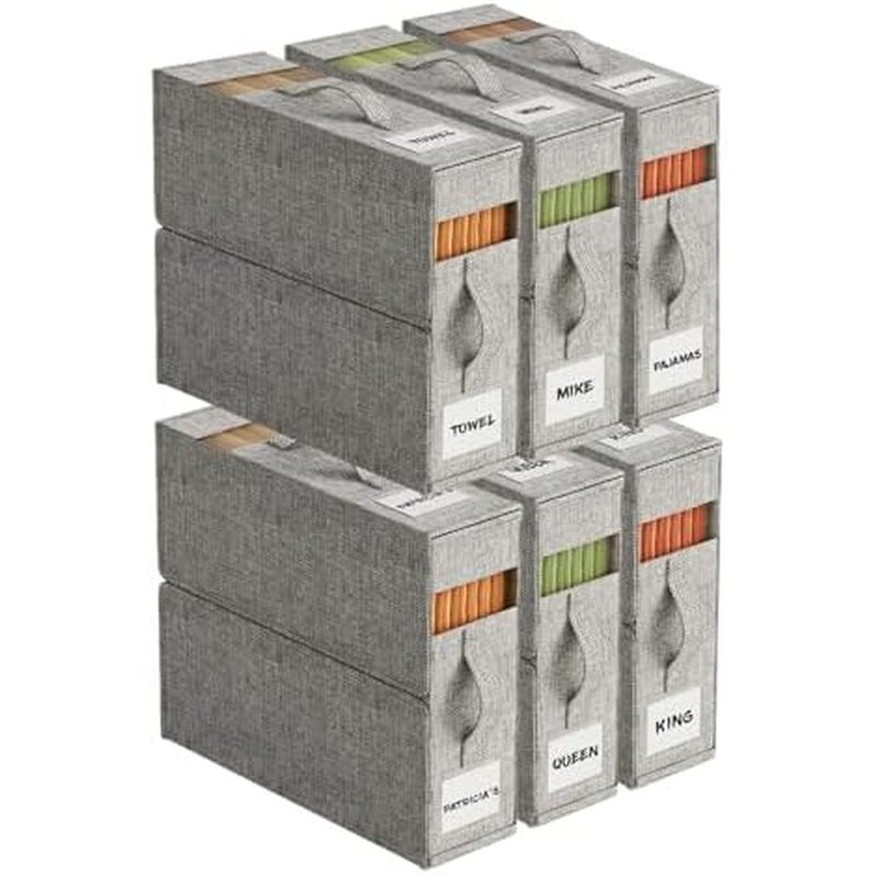 4Pack Sheet Organizers and Storage with Handles – Foldable Linen Closet Storage for King & Queen She