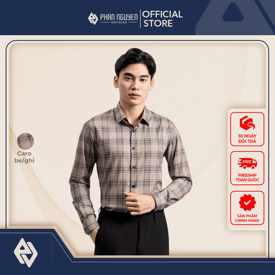 Áo sơ mi họa tiết nam Phan Nguyễn, chất liệu bamboo cao cấp, mềm mát, form slim fit SMD.1442