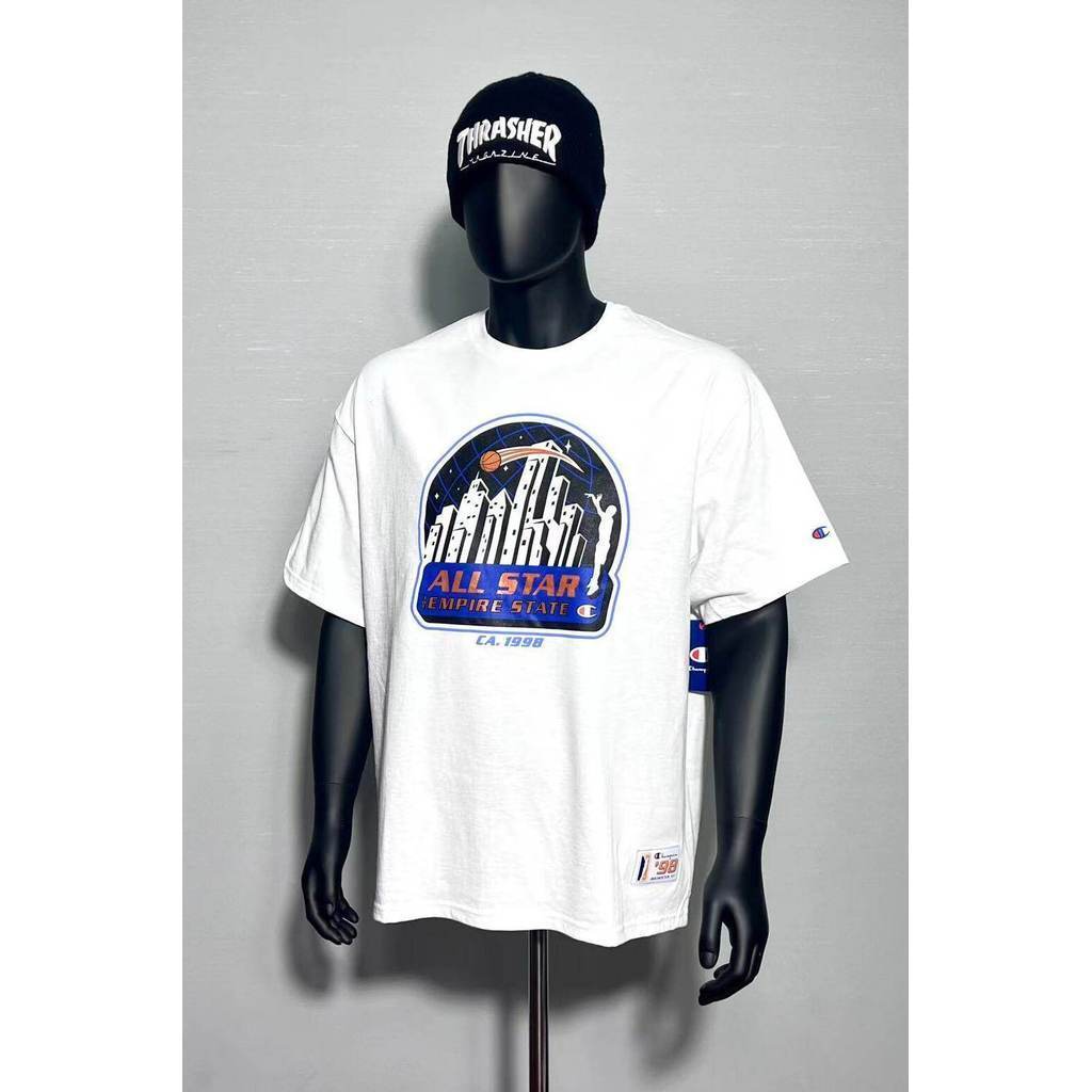 Áo thun ngắn tay Champion mới ALL STAR All Star Basketball In hình bóng rổ dành cho nam