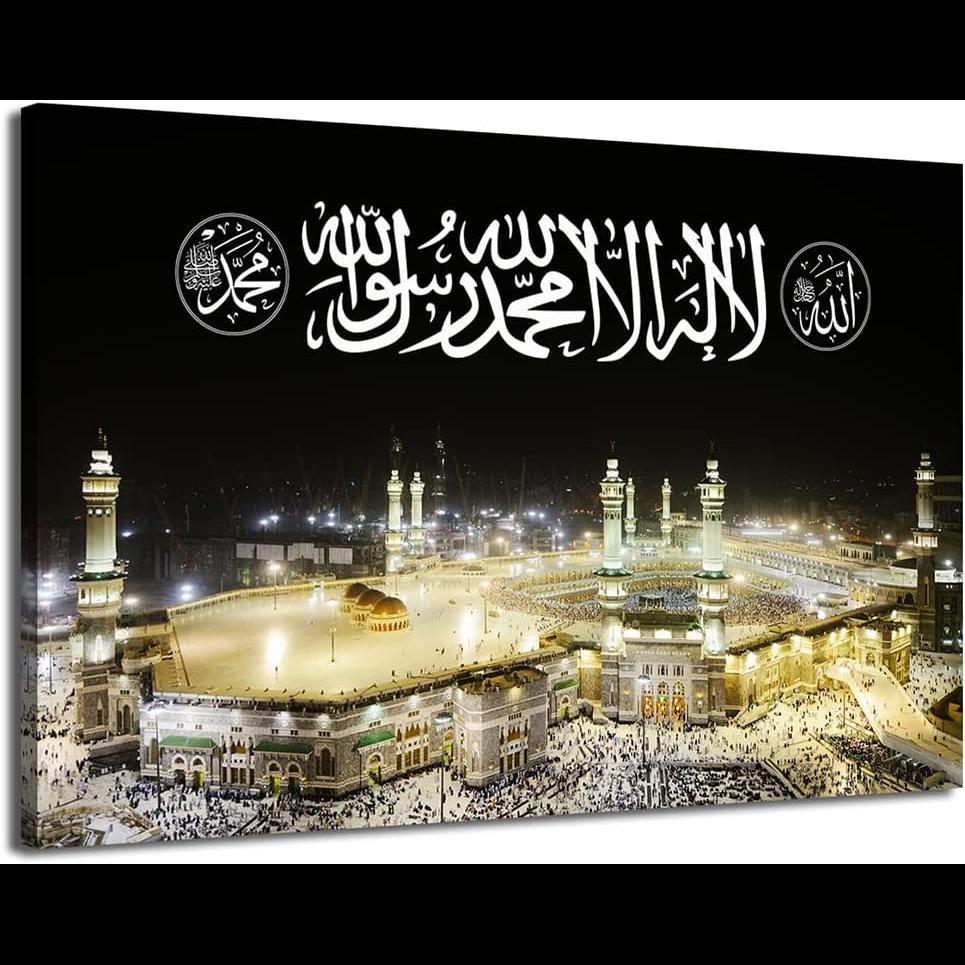 Tranh in vải nghệ thuật Hồi giáo - Poster Mecca Kaaba để trang trí nhà và văn phòng