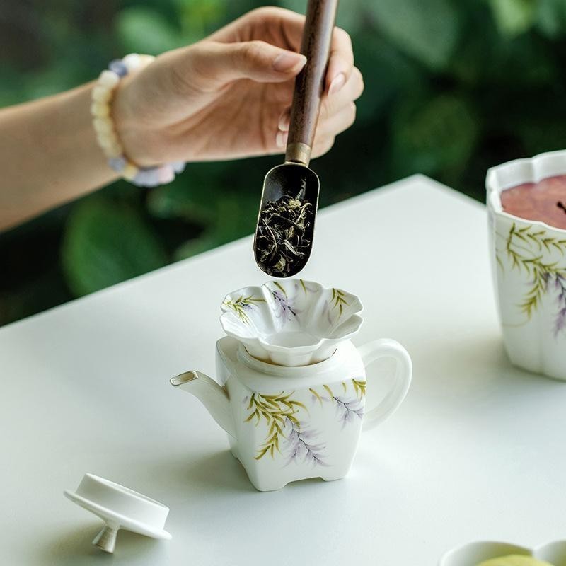Chang Park Ju Nguyên Chất Vẽ Tay Wisteria Hualien Cánh Hoa Trà Picker Ấm Trà Picker Trà Thoát Trà Lọ