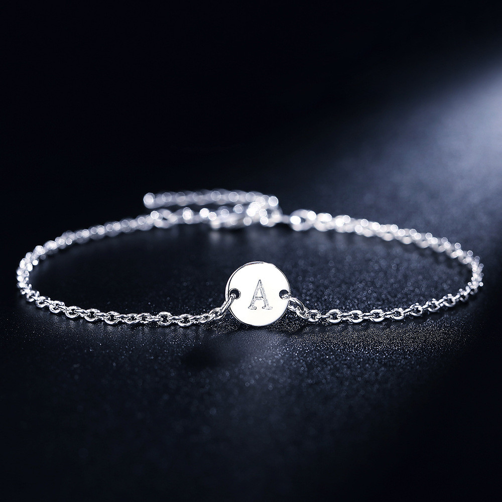 Popular~Jin Rongxing Plating925Silver26English letter charm bracelet, popular anklet for girls3z