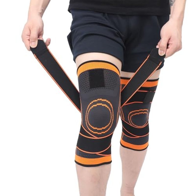2 Pack Knee Wraps for Pain Relief, Knee Wrap Knee Compression Sleeve Knee Sleeves for Men Women Comp