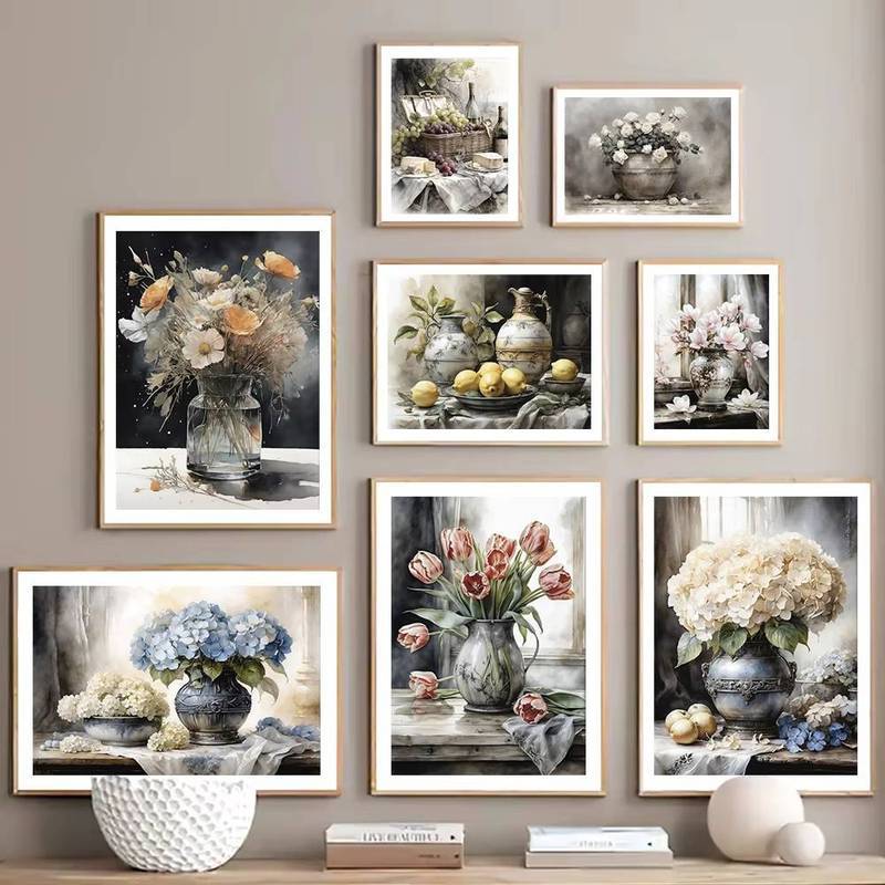 Old Retro Tones Still LifePoster No Frame Canvas Painting For Home Decor Victorian Vintage Art Pictu