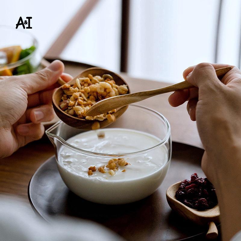 AI 350 / 600ml Bát Trà Trong Suốt Có Vòi Hai Lớp Bát Matcha Nhật Bản Bát Trộn Salad Chịu Nhiệt Bát L