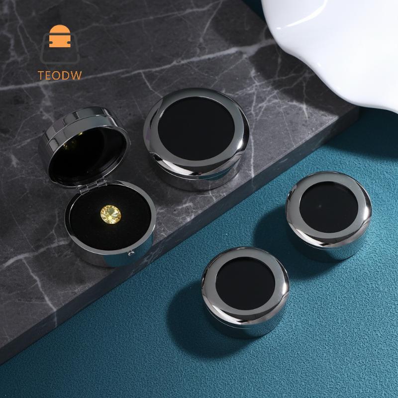 [TeOdw-t] Hộp lưu trữ đá quý tròn Hộp trưng bày trang sức bằng kim loại để đựng quà tặng Paaging SSt