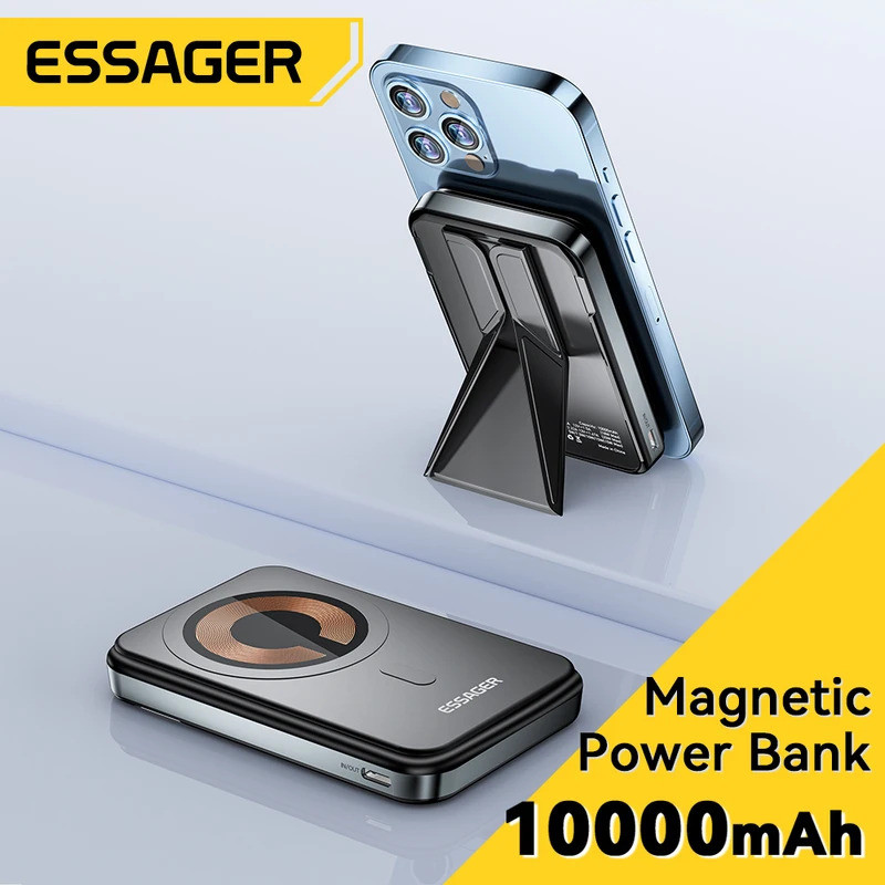 ESSAGER PD 20W 10000mAh Power Bank Sạc không dây từ tính cho 13 12 11 Pro Max Pin ngoài di động Pove