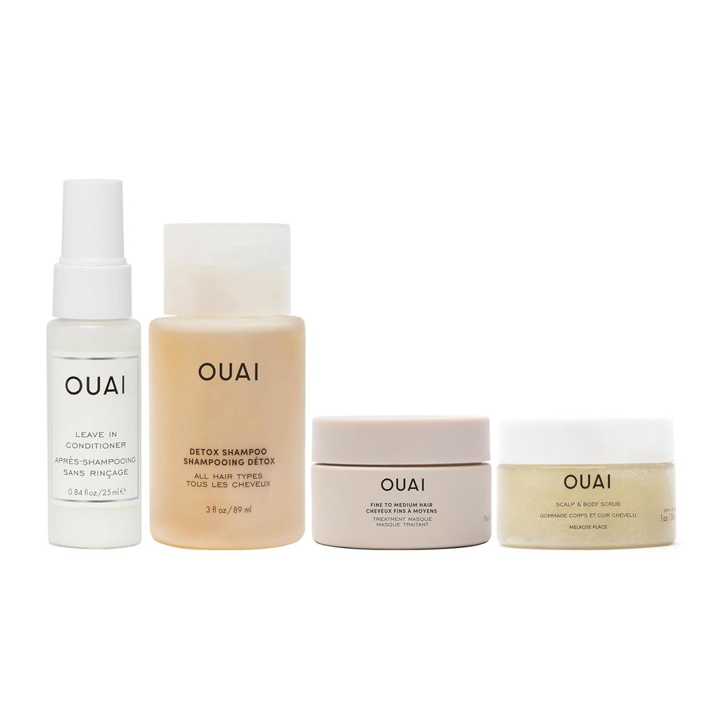 Bộ du lịch OUAI - Bao gồm dầu xả du lịch, dầu gội giải độc, mặt nạ tóc từ mịn đến trung bình, da đầu