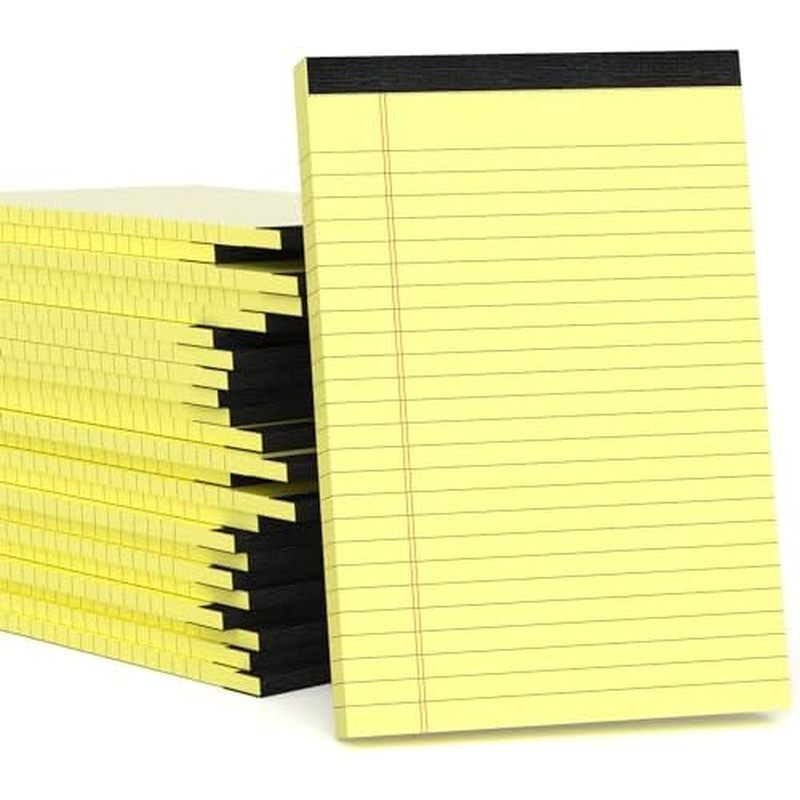 Yellow Note Pads 5x8 Small Legal Pads College Ruled Notepad for Office 6 Pack Yellow Writing Pads 5x
