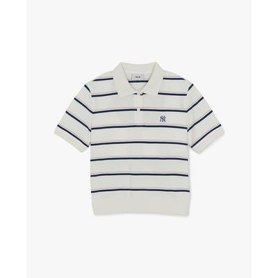 MLB - Áo polo nữ tay ngắn kẻ sọc Varsity_3FPQV0263-50IVS