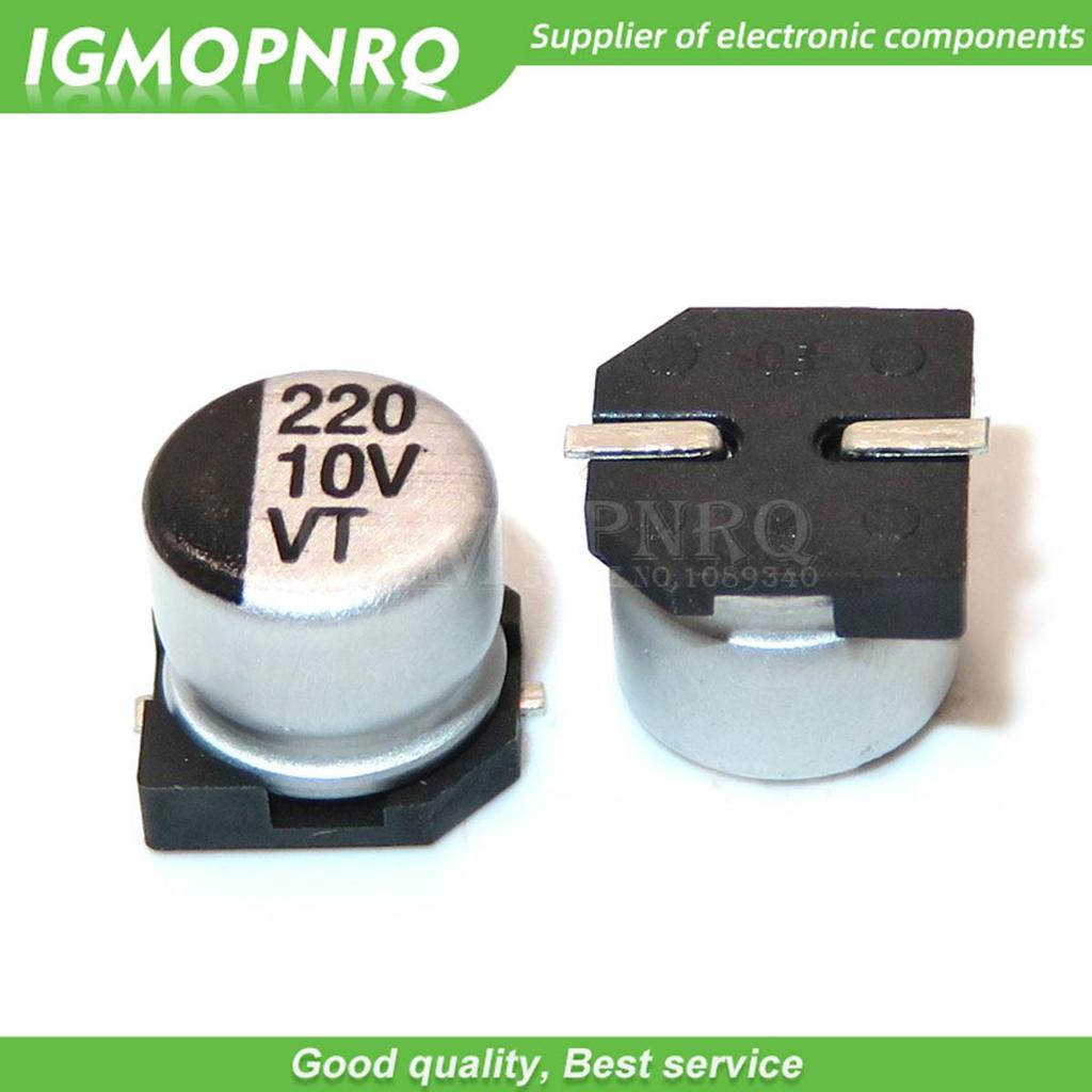 10 chiếc 10V220UF 6.3 * 5.4mm SMD tụ điện điện phân nhôm 220uf 10v 10V220UF-SMD