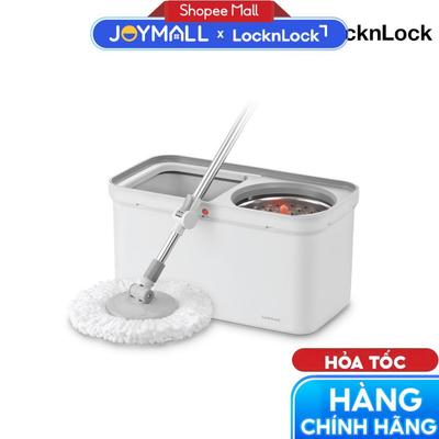 Bộ cây lau nhà LocknLock ETM440GRY xoay 360 độ có thùng vắt, 2 bông lau, hàng chính hãng - JoyMall