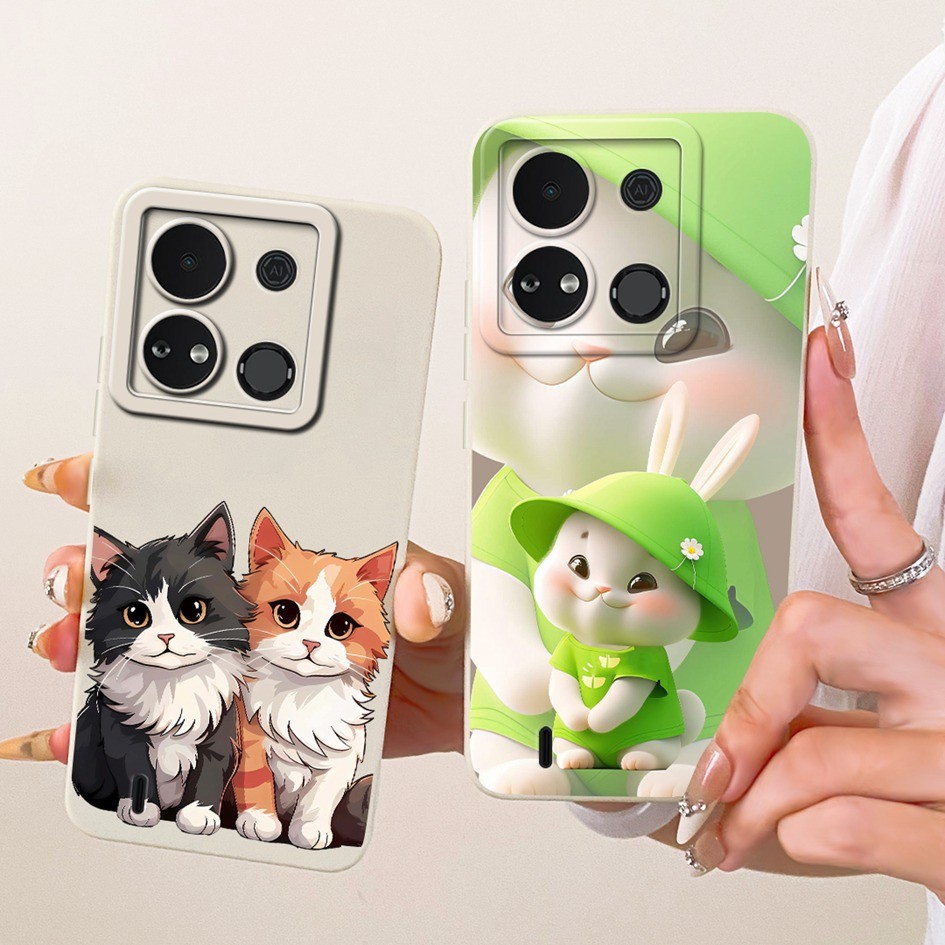 Vỏ Mềm Cho Itel A04 2023 Ốp Lưng Hoạt Hình Đáng Yêu Thỏ Mèo Kẹo Silicon Bảo Vệ Camera Cho ItelA04 A 
