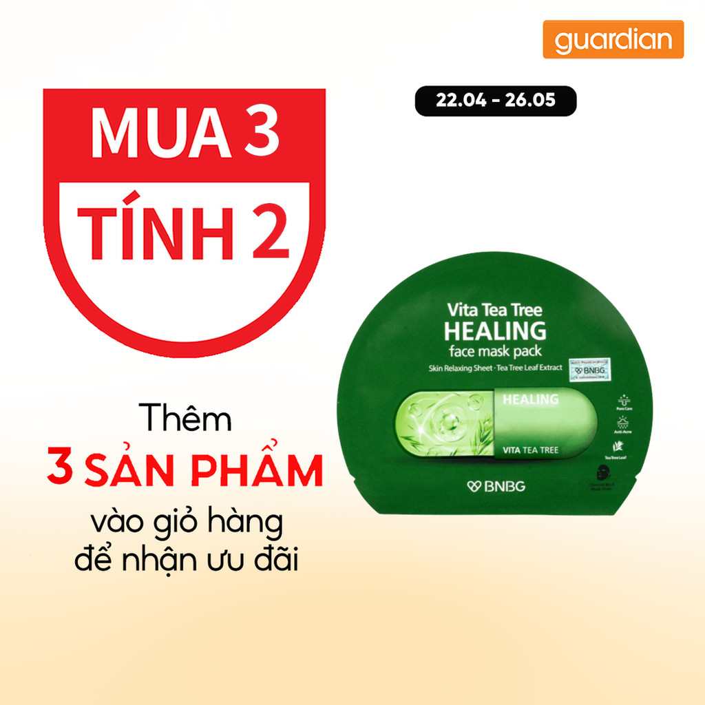 Mặt Nạ Tràm Trà Hỗ Trợ Thải Độc Da Giảm Mụn Vita Tea Tree Healing Face Mask Pack BNBG 30ml