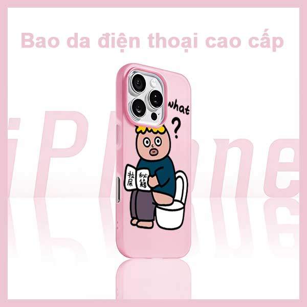 Ốp Lưng iPhone Hoạt Hình Hài Hước Nhân Vật Ngồi Bồn Cầu What  iP 11/12/13/14/15/16/17/Plus/Pro/Max