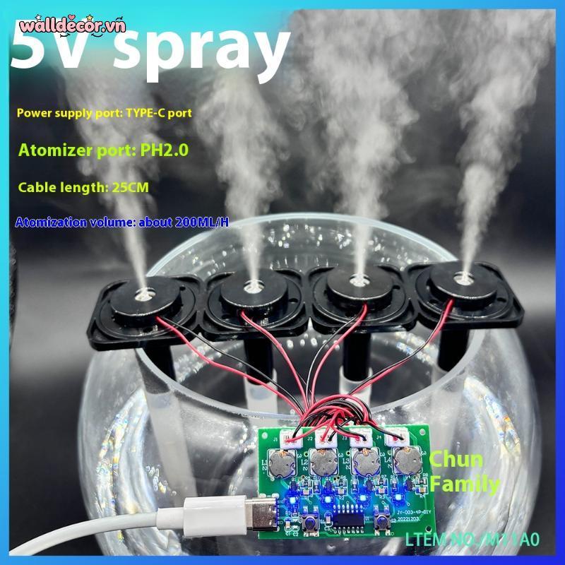 Máy tạo độ ẩm Wa Four Type-C USB Mini Máy tạo độ ẩm DIY Bộ dụng cụ tạo sương mù và bảng mạch điều khiển Tấm phun sương có chân đế VN