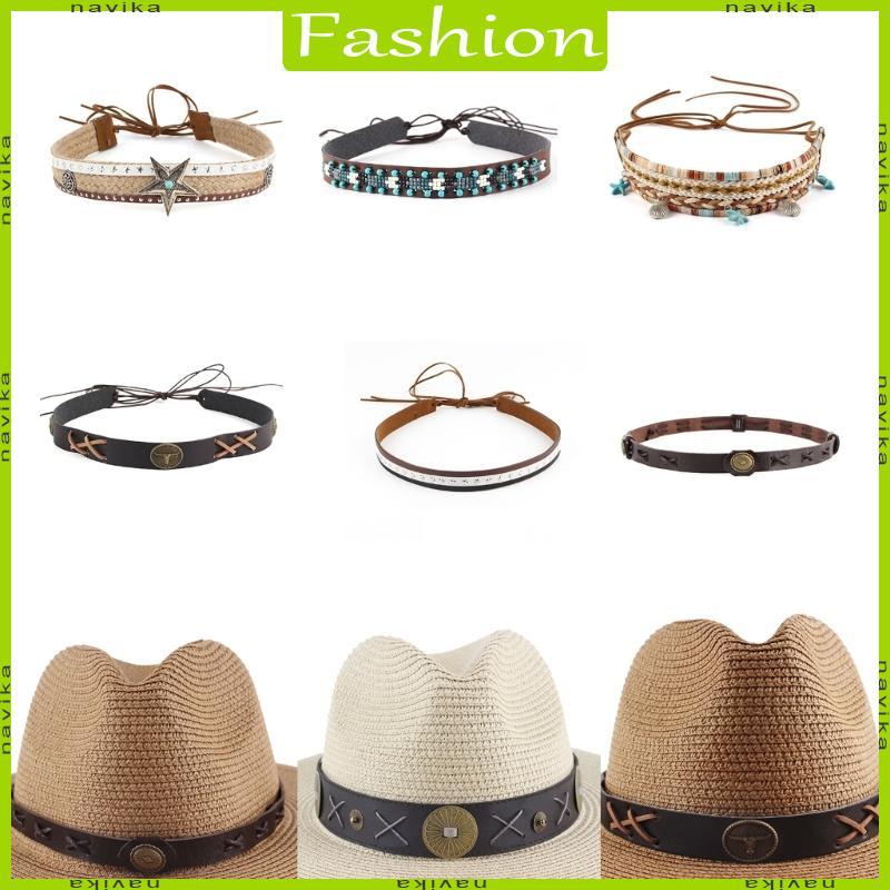 NA Cowboy Hat Band Hat Band Western Hat Belt Bands Hạt Mũ Ban Nhạc Hatband