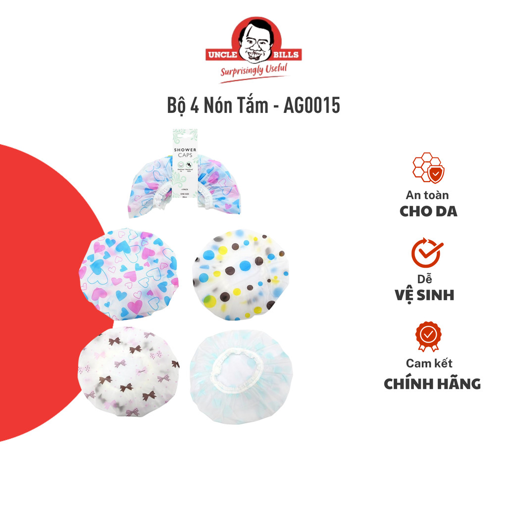 Bộ 4 Nón Tắm UNCLE BILLS An Toàn Chất Lượng Vừa Mọi Kích Cỡ, Tiện Lợi Sử Dụng-AG0015