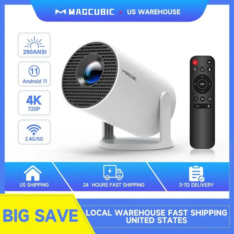[Kho của Mỹ] Máy chiếu Magcubic HY300Pro được nâng cấp 290ANSI Dual Wifi6 4K Videosource được hỗ trợ