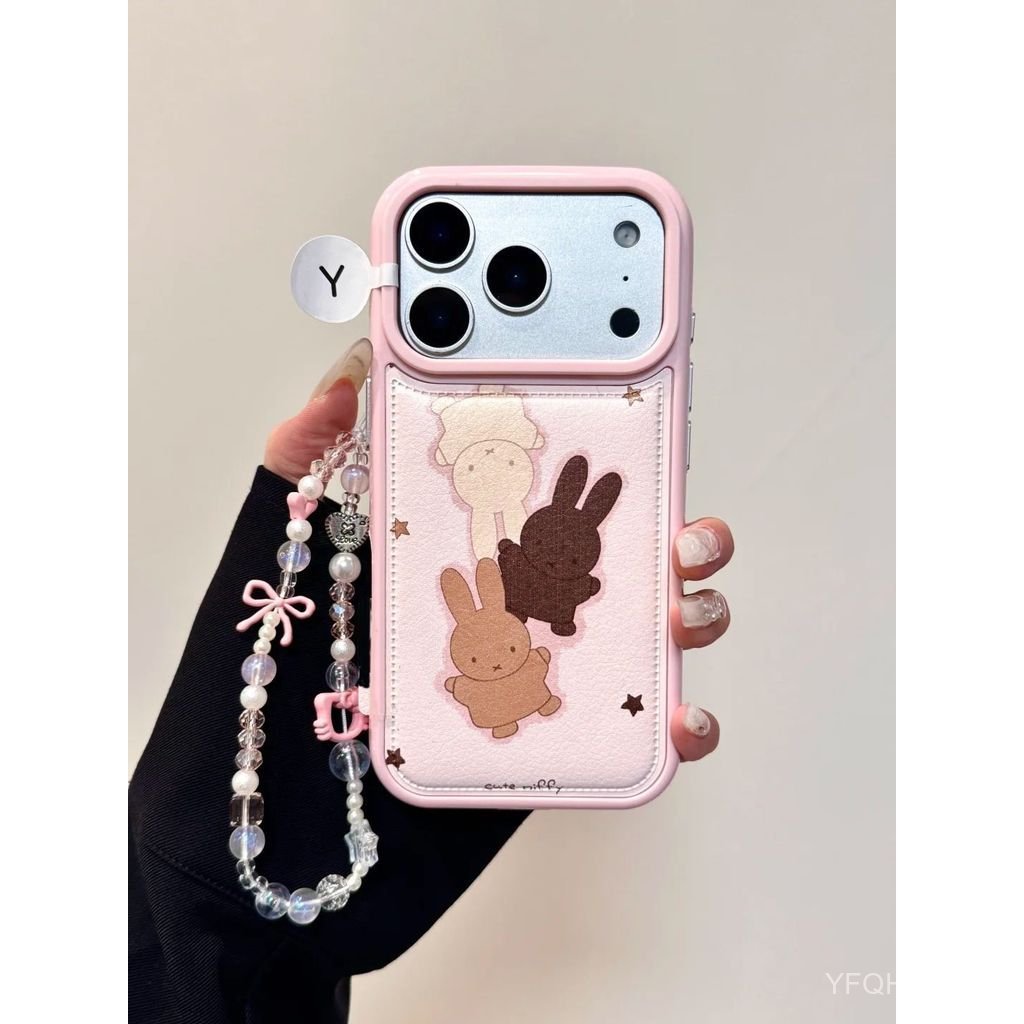 Ốp Điện Thoại Thích Hợp Cho iPhone 11 12 13 14 15 16 17 Pro max Plus Air Painted Star Bunny + Chain 