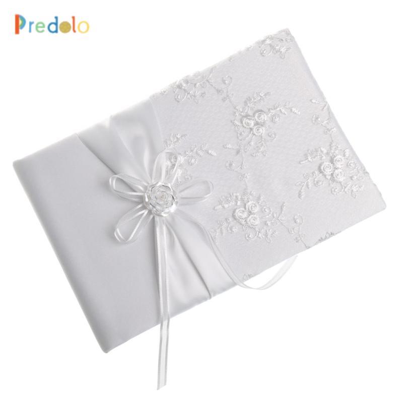 Vintage Wedding Guest Book Wishes Book Quà tặng tắm cô dâu, 9,45 x 6,50 inch, Satin trắng