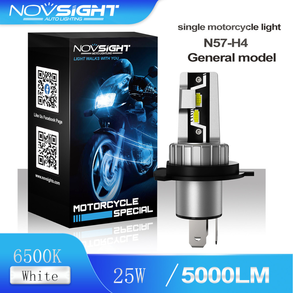 Đèn pha xe máy LED Novsight N57 H4 Mini được thiết kế 25W 5000LM 6000K một bóng đèn