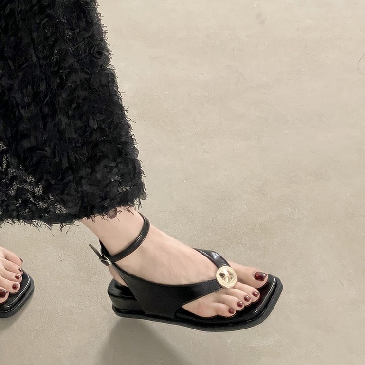 Giày Sandal Nữ Mũi Vuông Flip-Toe Casual Wedge Sandals Size 35-40