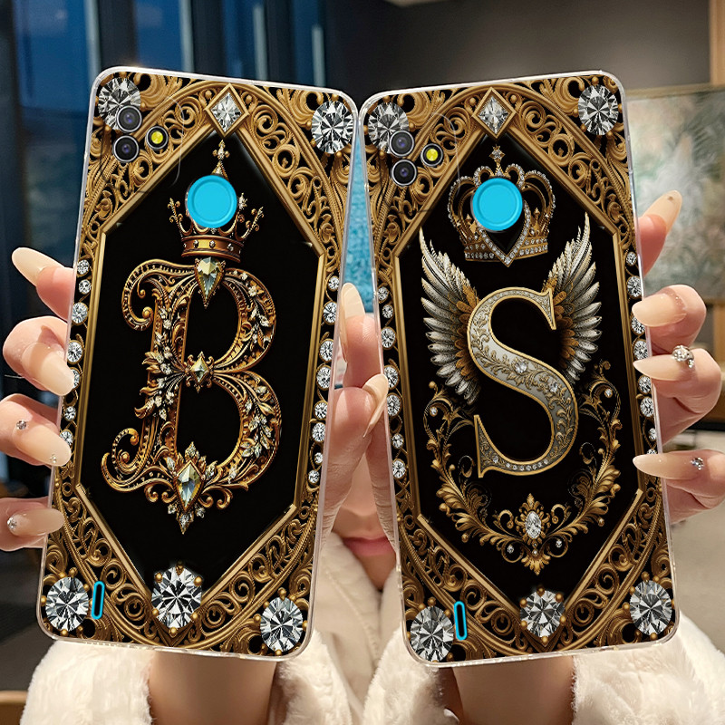 Dành Cho Tecno Pop 5 BD2 BD2p BD2d BD3 BD1 Thời Trang Retro Chữ Cái Ban Đầu Cặp Đôi Vỏ Điện Thoại Po