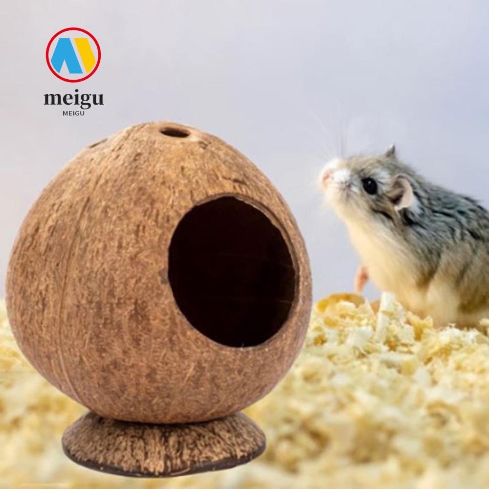 MEIGU Hamster House, Vỏ dừa tự nhiên chống cắn ấm dừa, Chống mài mòn di động Chống cắn Guinea-pig Ha