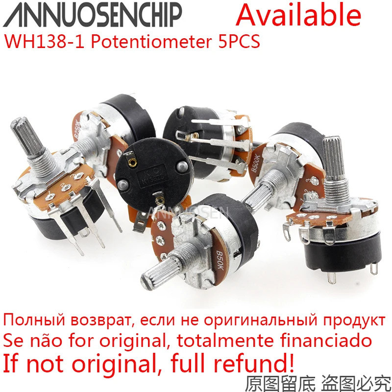 5 CÁI WH138-1 B5K B10K B20K B50K B100K Bộ điều chỉnh tốc độ điện trở có thể điều chỉnh có công tắc Đ