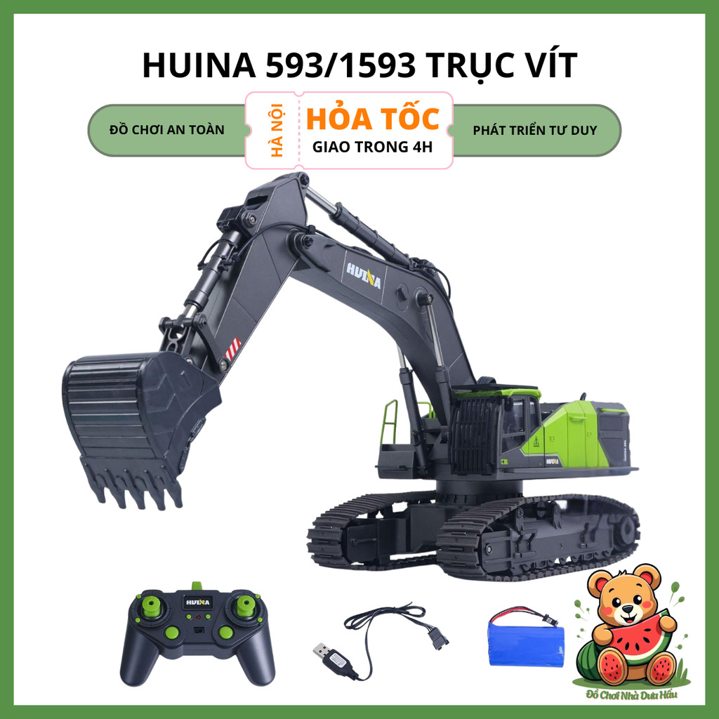 Máy Xúc Huina 593/1593 Bản Mới 2026 Trục Vít, Nâng Cấp Gầu Múc Gập Sâu Hơn Bản Cũ, Xoay 360° Vô Hạn,