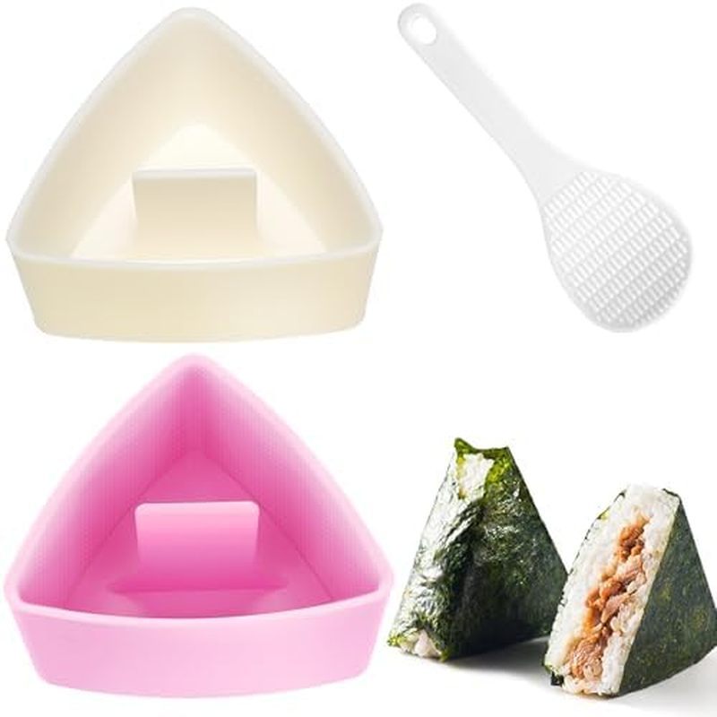 Onigiri Mold Triangle, 2 Pack Large Rice Ball Mold Sushi Makers, Japanese Rice Cooker Kit for Lunch 