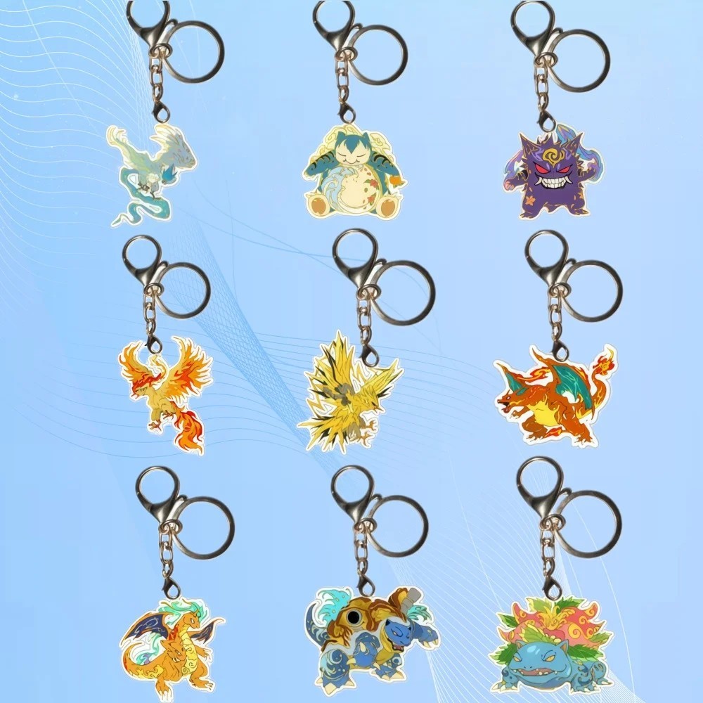 Móc khóa Pokemon Acrylic Mica Gengar Snorlax Charizard Blastoise Venusaur Zapdos Phụ kiện treo balo 