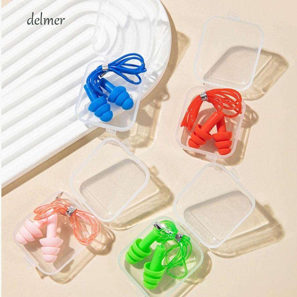 DELMER Ear Plug Protector Chống Mất, Ổ cắm tai có dây silicon hình côn bằng silicon, Cách âm có dây 