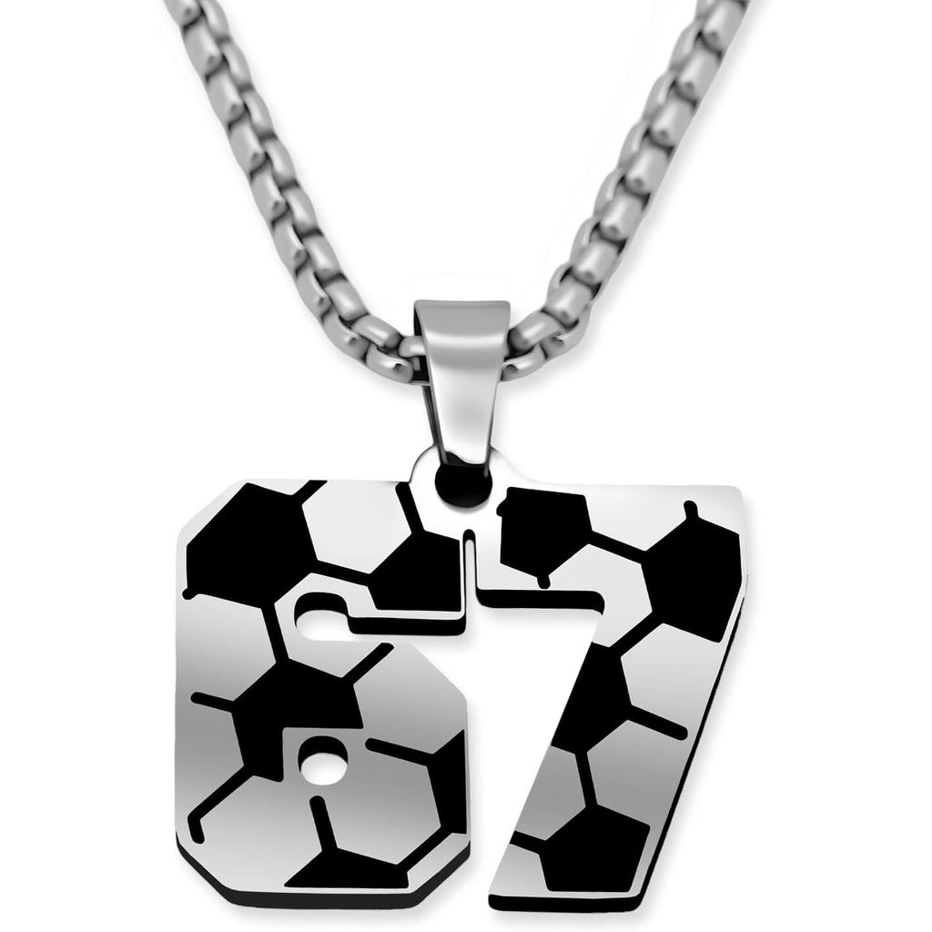 OFlyDesigns 67 Meme Chain - Chuỗi mặt dây chuyền chunky bằng thép không gỉ, Quà tặng thể thao cho na