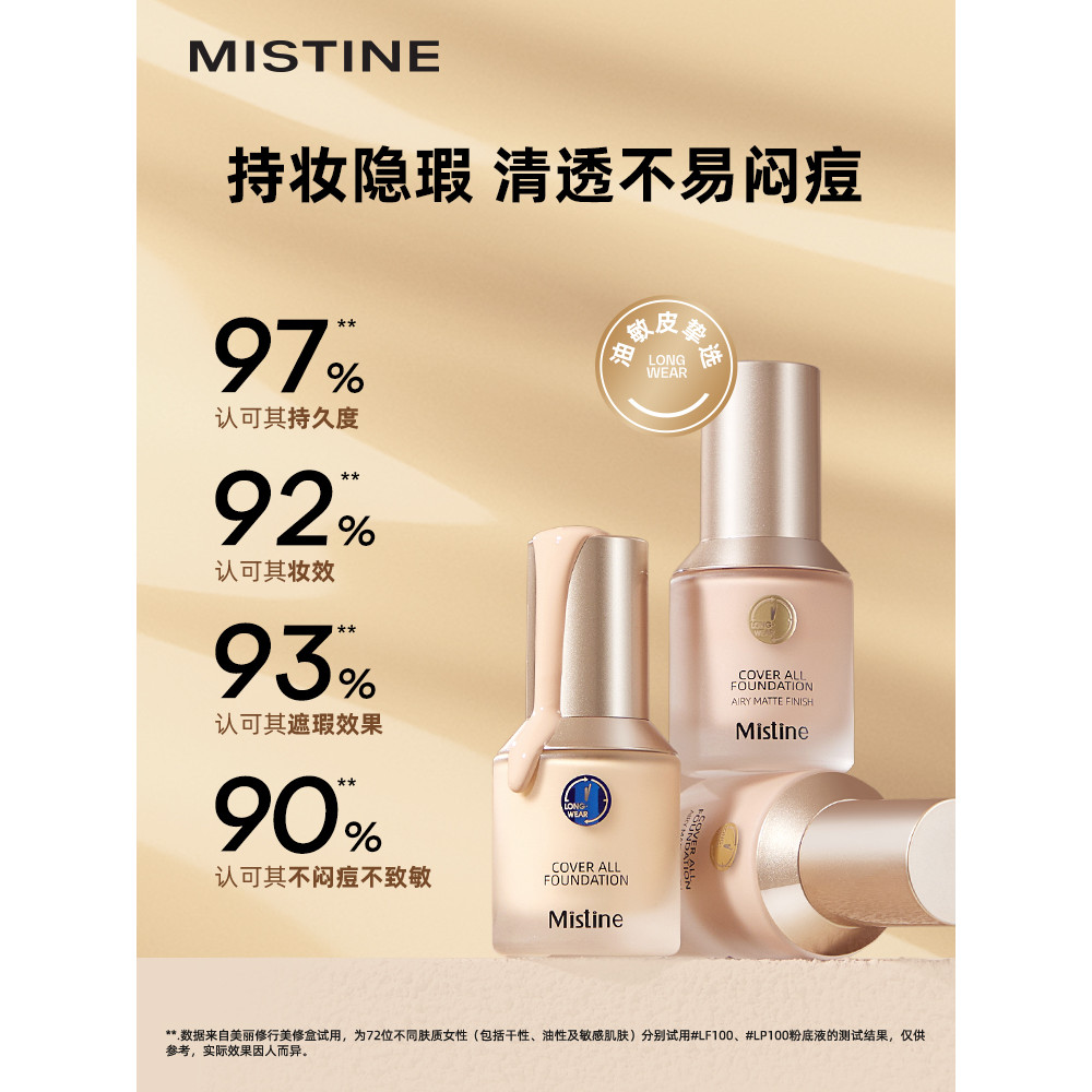 Mistine Mistine Mistine Little Blue Shield Liquid Foundation Oil Skin Oil Oil Oil Control Kem che kh