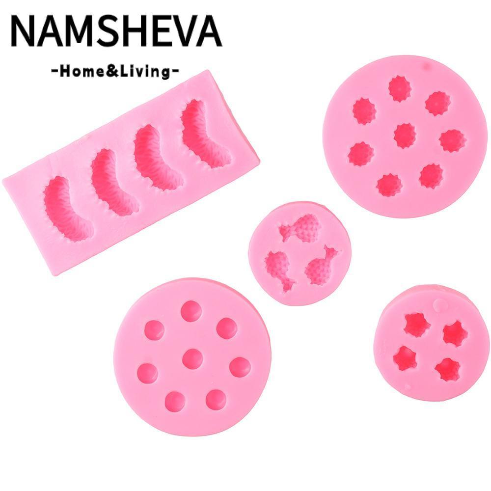 NAMSHEVA 5 Miếng Khuôn Hình Trái Cây, Khuôn Silicon Mâm Mâm Mâm Mâm Mâm xôi Cam, Khuôn Fondant Dâu v
