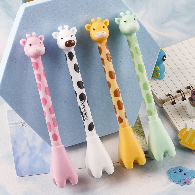 Sáng Tạo Dễ Thương Bút Gel Đứng Hươu Cao Cổ Hình Chữ Ký Đen Bút Văn Phòng Phẩm Bút Gel Độc Đáo 26.3.