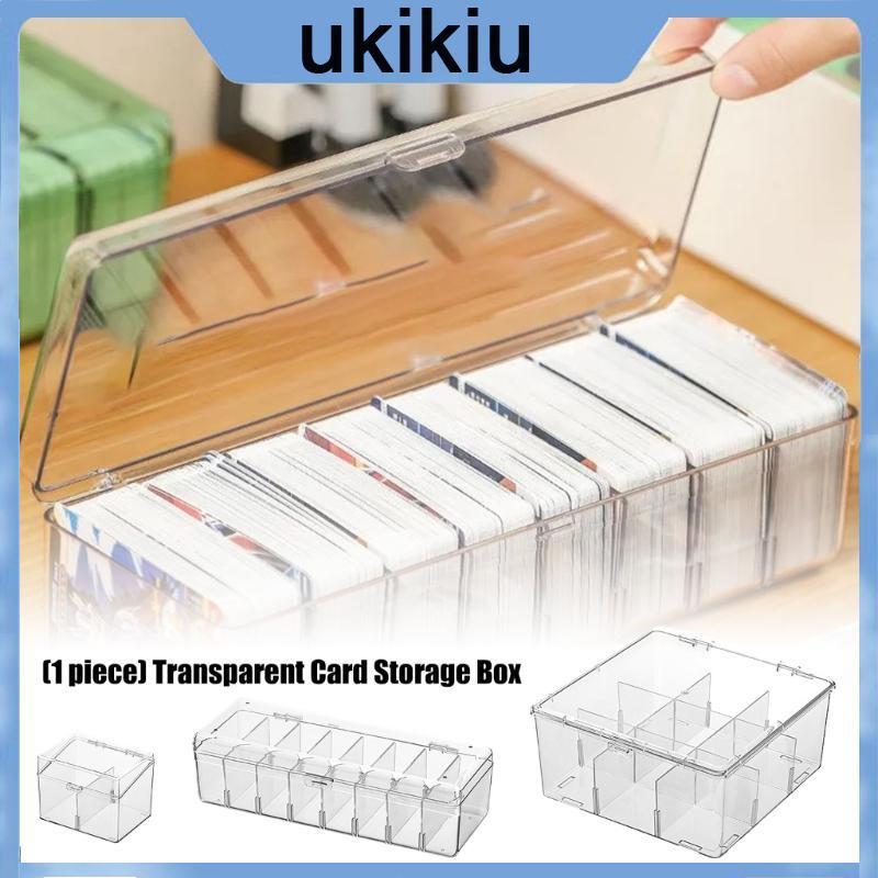 Clear Plastic Card Storage Box With Adjustable Dividers For Home Offices Organization
