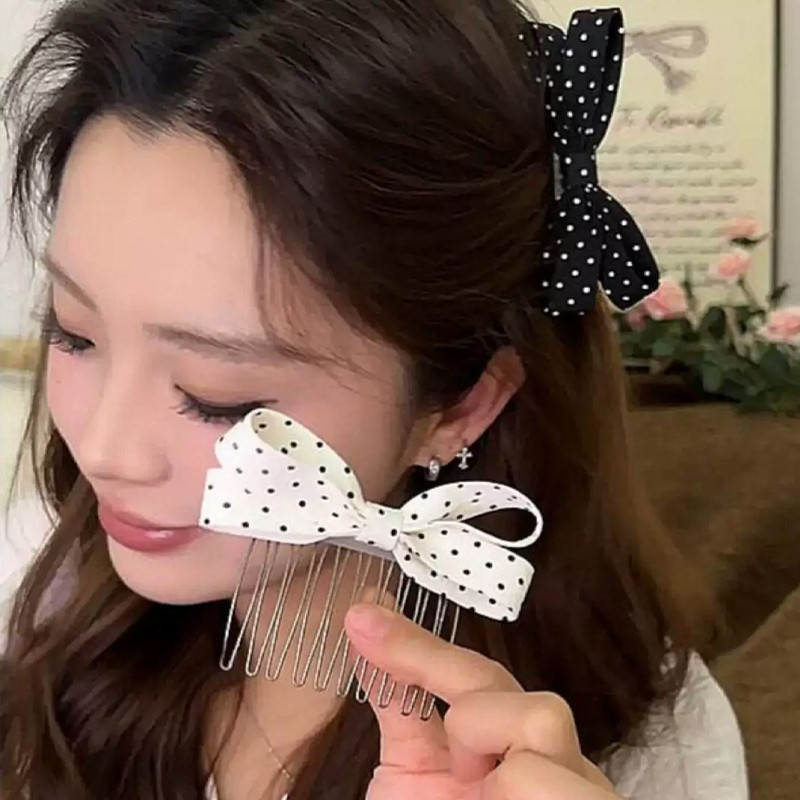 💋loli💋Set Kẹp Xược Tóc Đính Nơ CHẤM BI Cho Nữ Làm Phồng Tóc Mẫu Mới Nhất Siêu