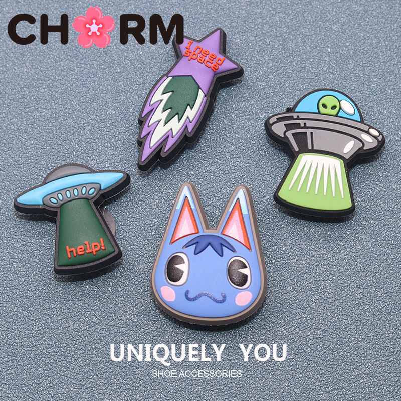 JJBXC CHARM Lỗ Giày Khóa Giày Hoạt Hình Dễ Thương UFO UFO UFO Chất Lượng Cao Giày Phụ Kiện