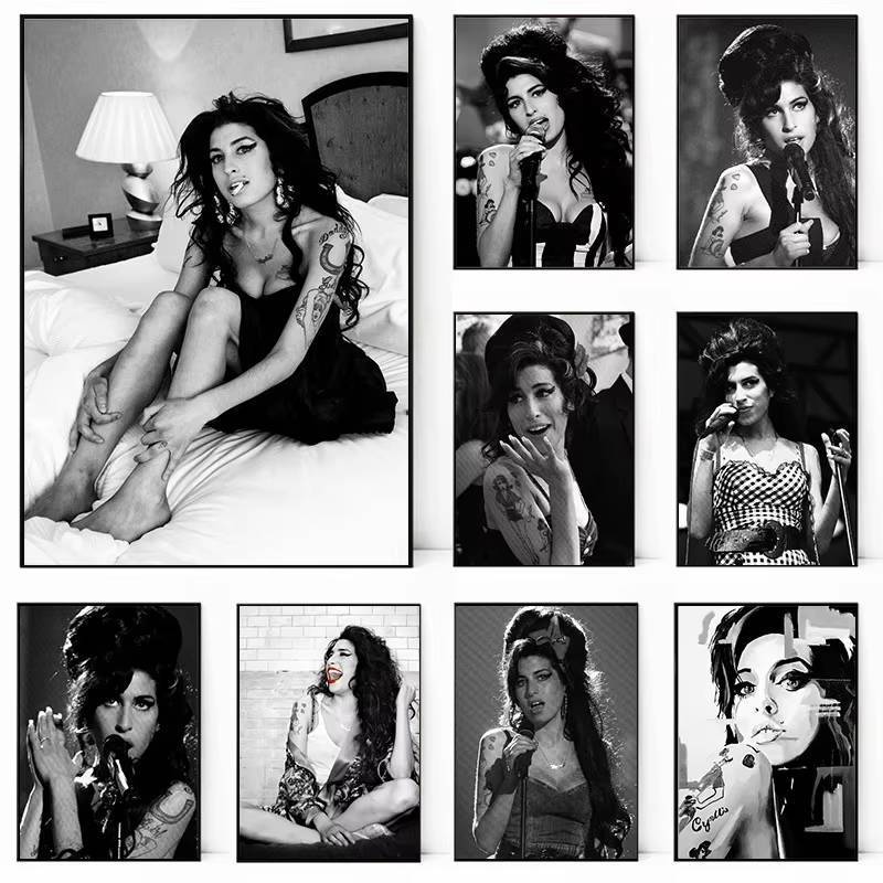 Famous Music Singer Amy Winehouse Vinatge Fashion Poster No Frame Canvas Painting Wall Art Modern Pi