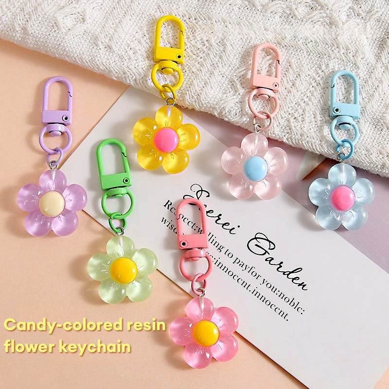 Candy Colored Resin Flower Backpack Key Chain Cute Versatile Phone Pendant Phone Chain