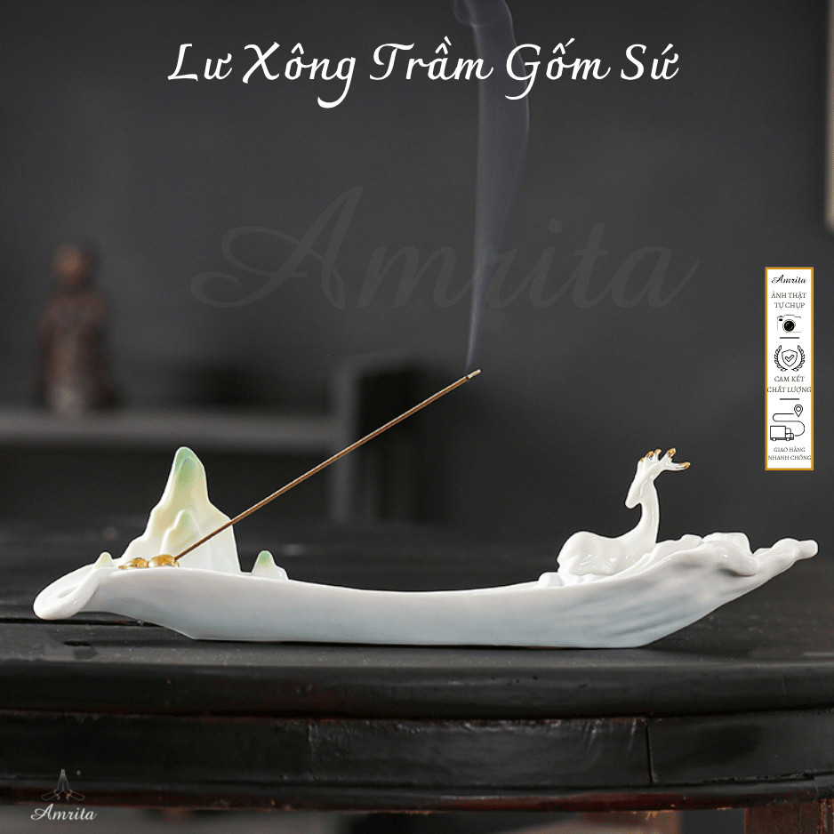 [Amrita] - Lư Xông Trầm Gốm Sứ  - CXNP446
