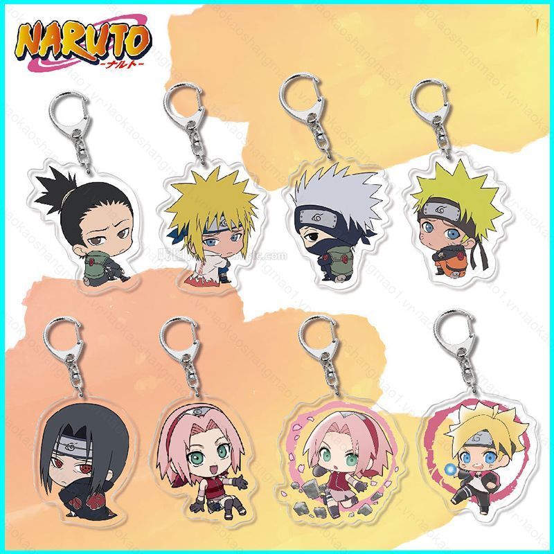 HK1 Naruto Anime Móc Khóa Acrylic Túi Pandant Móc Khóa Kakashi Sasuke Itachi Móc Chìa Khóa Phụ Kiện 
