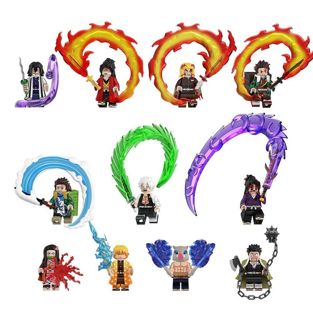 Tương thích với Lego Anime Demon Slayer Series Tanjiro Zenitsu Nezuko WM6218 Khối xây dựng Minifigur